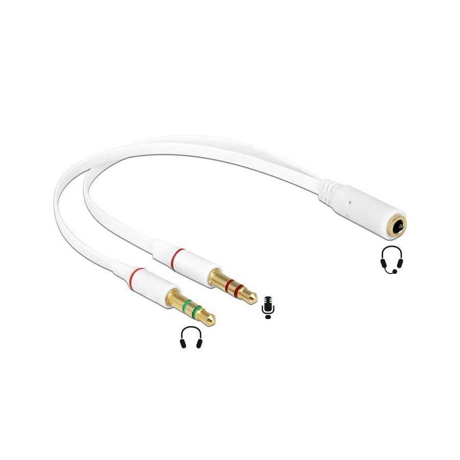 Delock προσαρμογέας ήχου 2x 3.5 male - 3.5 Female, 25cm Καλώδιο - μετατροπέας, για να χρησιμοποιήσετε τα Hands free του κινητού