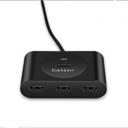 USB hub Earldom HUB03, USB 2.0, 4 θύρες, Μαυρο