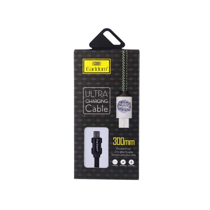 Καλώδιο δεδομένων, Earldom EC-013M, Micro USB, 0,3m, Μαύρο