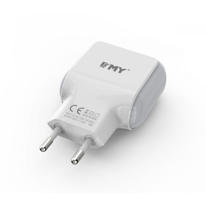 φορτιστής ΕΜΥ MY-220, 5V 2.4α, Universal, 2xUSB, χωρίς καλώδιο
