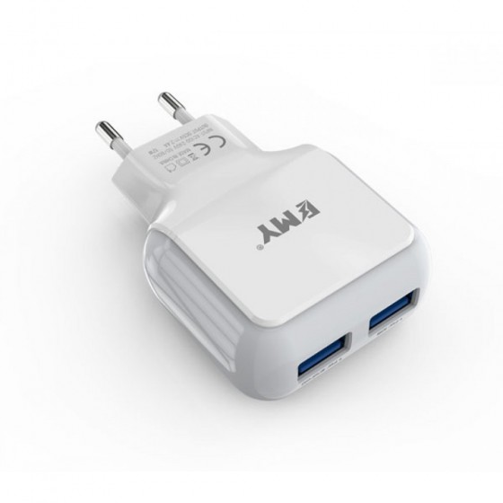 φορτιστής ΕΜΥ MY-220, 5V 2.4α, Universal, 2xUSB, χωρίς καλώδιο