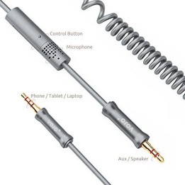 HOTLINE Καλώδιο Ήχου 3.5mm Μ/Μ, 25cm με Μικρόφωνο, ελαστικό, ΟΕΜ