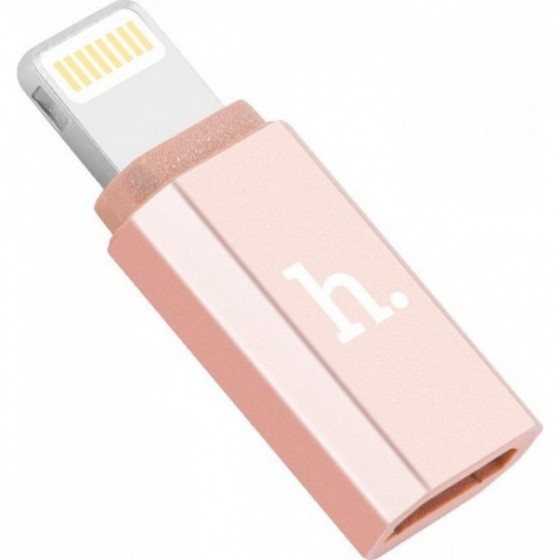 Αντάπτορας Hoco Lighting σε Micro Usb Ρόζ Χρυσό
