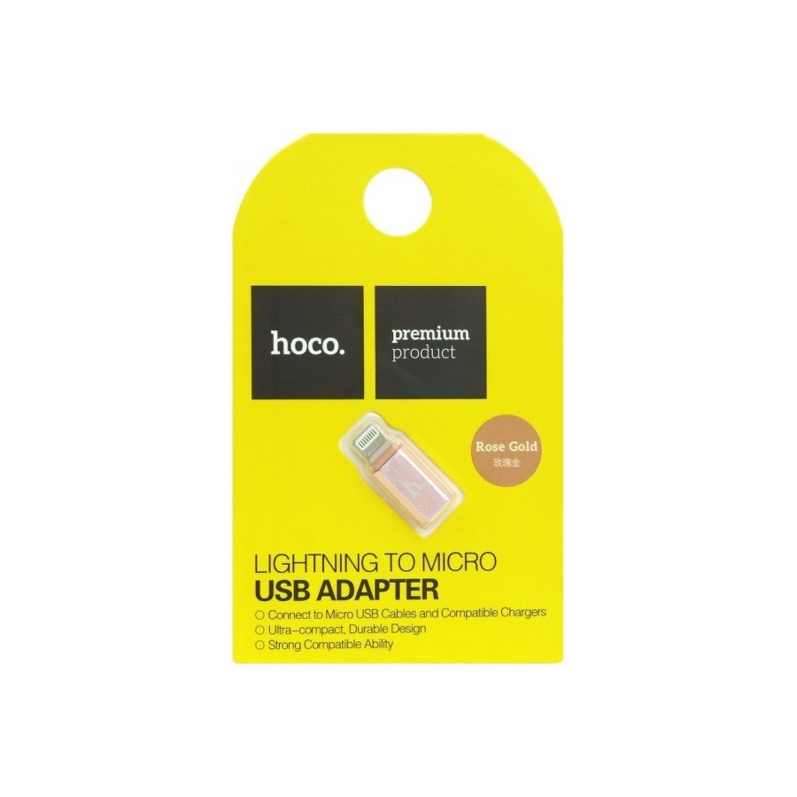 Αντάπτορας Hoco Lighting σε Micro Usb Ρόζ Χρυσό