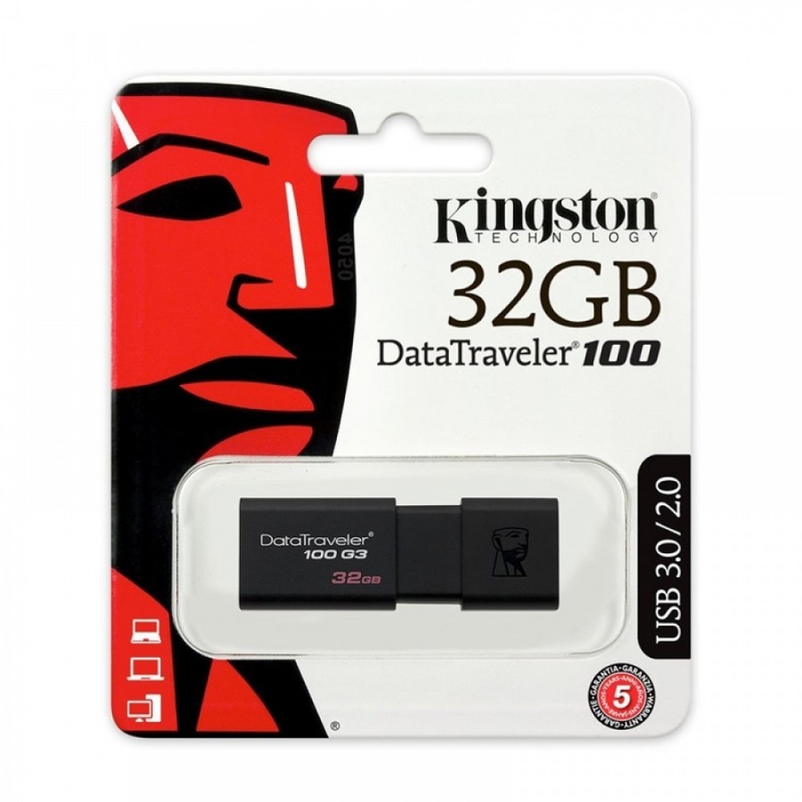 Kingston Data Traveler 100 USB Flash 32GB Black USB 3.1/3.0/2.0