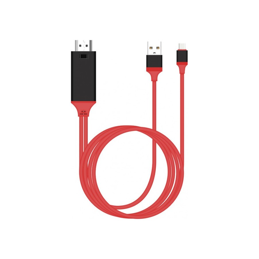 Καλώδιο Earldom WS8C, Type C MHL - HDMI + USB, 2.0m, Κόκκινο