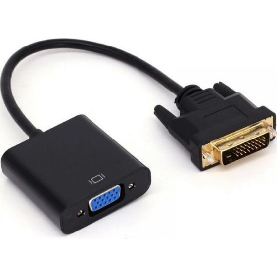 Μετατροπέας Καλώδιο DVI 24 + 1 25 Pin Αρσενικό Σε Θηλυκό VGA (Μαύρο)