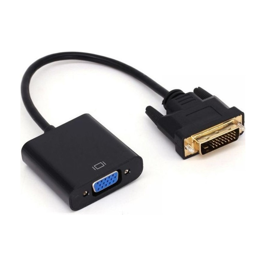 Μετατροπέας Καλώδιο DVI 24 + 1 25 Pin Αρσενικό Σε Θηλυκό VGA (Μαύρο)