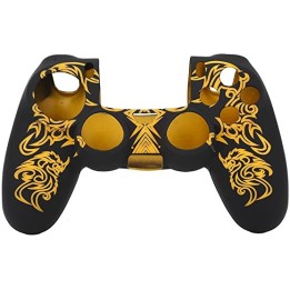 Soft Silicone Case Skin Grip Shell Cover for Sony Playstation 4  Controller (Black and Yellow)
