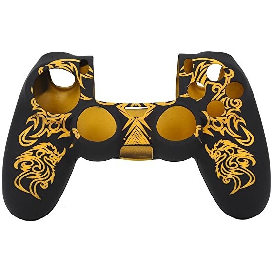 Soft Silicone Case Skin Grip Shell Cover for Sony Playstation 4  Controller (Black and Yellow)