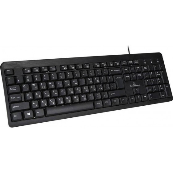 POWERTECH Πληκτρολόγιο PT-677, multimedia, ενσύρματο, μαύρο USB