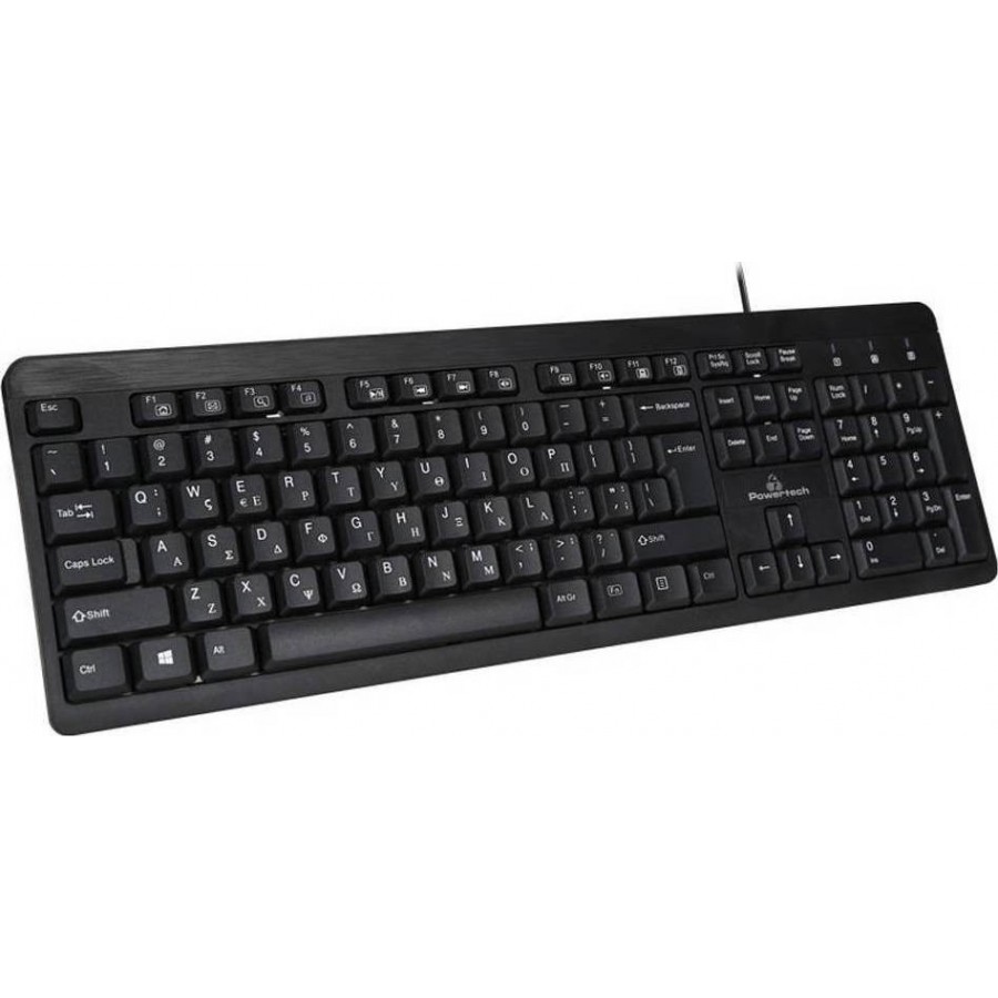 POWERTECH Πληκτρολόγιο PT-677, multimedia, ενσύρματο, μαύρο USB