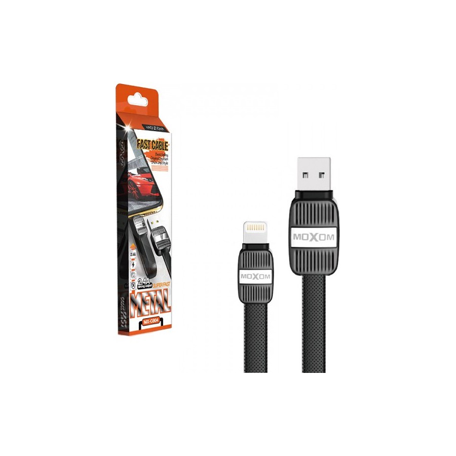Moxom Flat USB to Lightning Cable Μαύρο 1m (MX-CB04) i-Phone