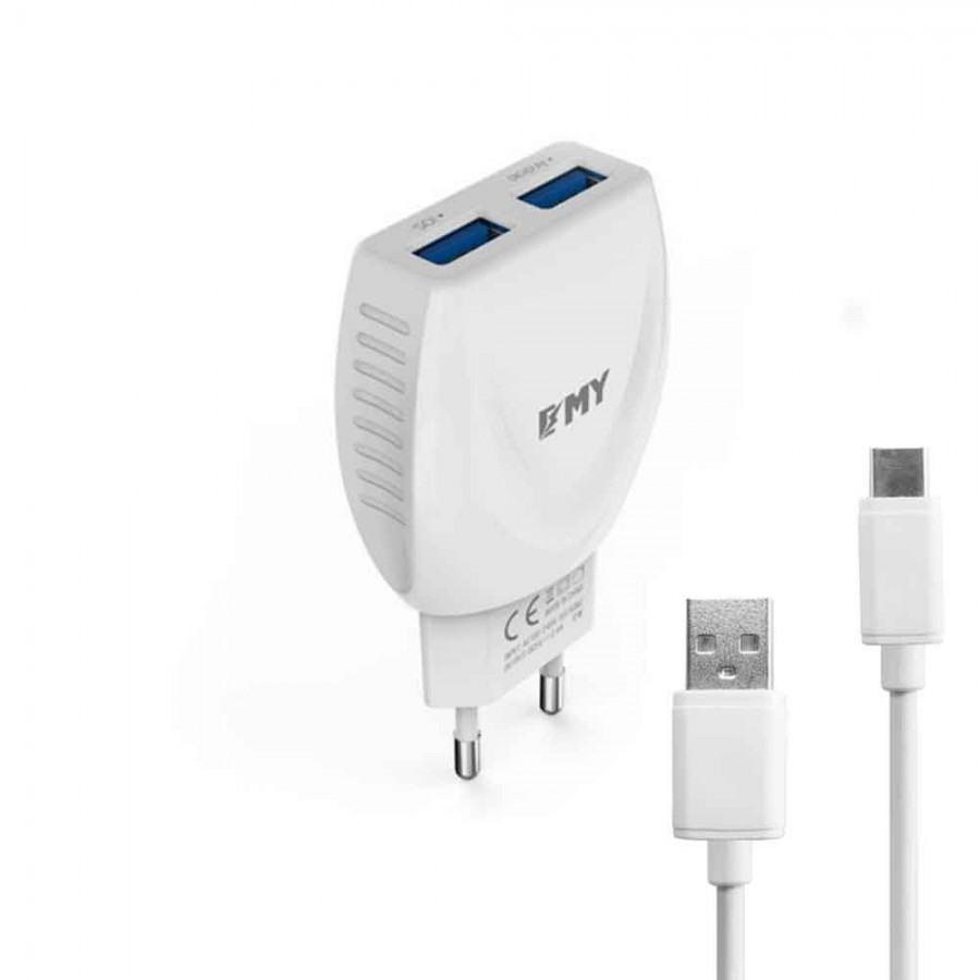 Emy Power 2x USB Wall Adapter Λευκό (MY-221)