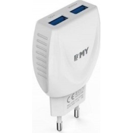 Emy Power 2x USB Wall Adapter Λευκό (MY-221)