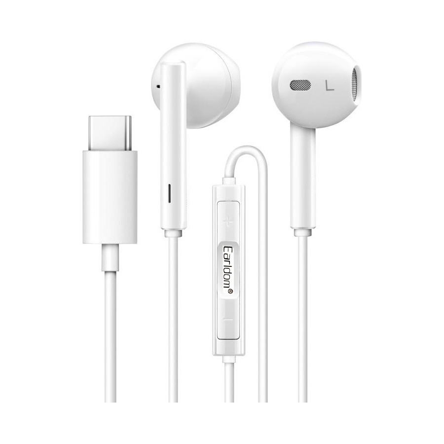 ΑΚΟΥΣΤΙΚΑ ΜΕ ΜΙΚΡΟΦΩΝΟ EARLDOM ET-E19, TYPE-C, ΛΕΥΚΟ