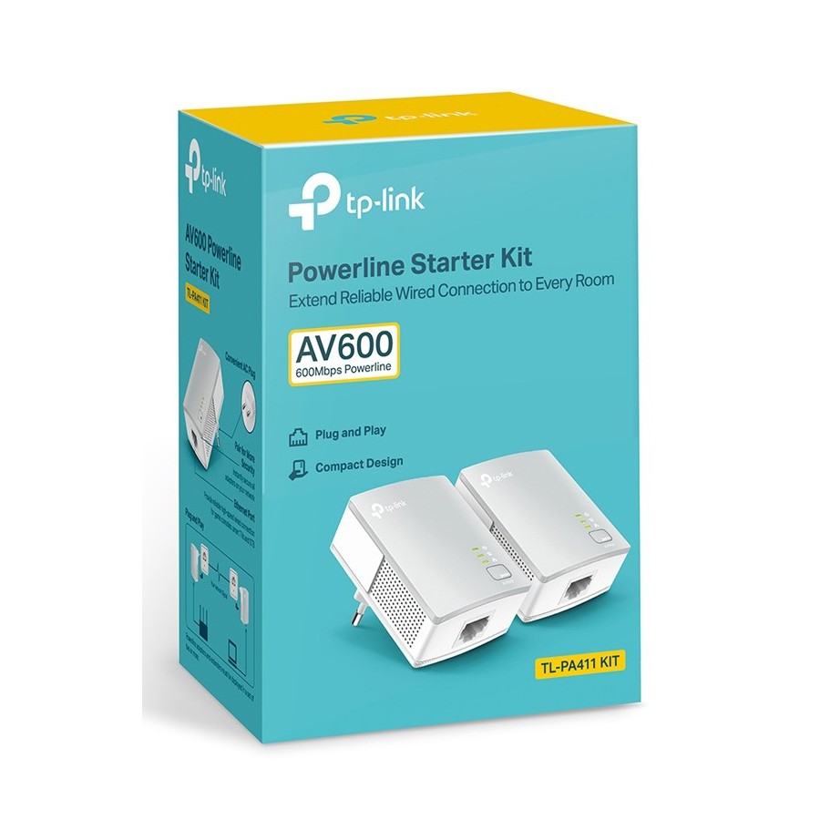 TP-LINK AV600 Powerline Starter Kit TL-PA411KIT, Ver. 4.0