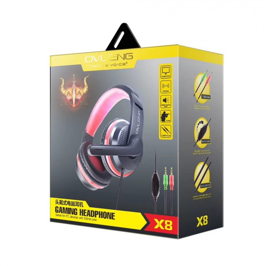 Headsets Ovleng X-7 for computer with microphone, Black 