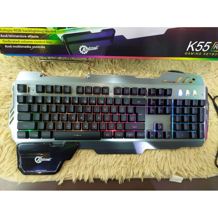 ANDOWL ΕΝΣΥΡΜΑΤΟ ΠΛΗΚΤΡΟΛΟΓΙΟ MECHANICAL GAMING RGB K55