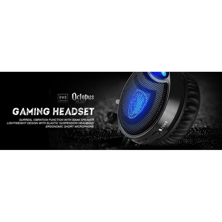 SADES Gaming Headset Octopus Plus με δόνηση, multiplatform, USB, μαύρο