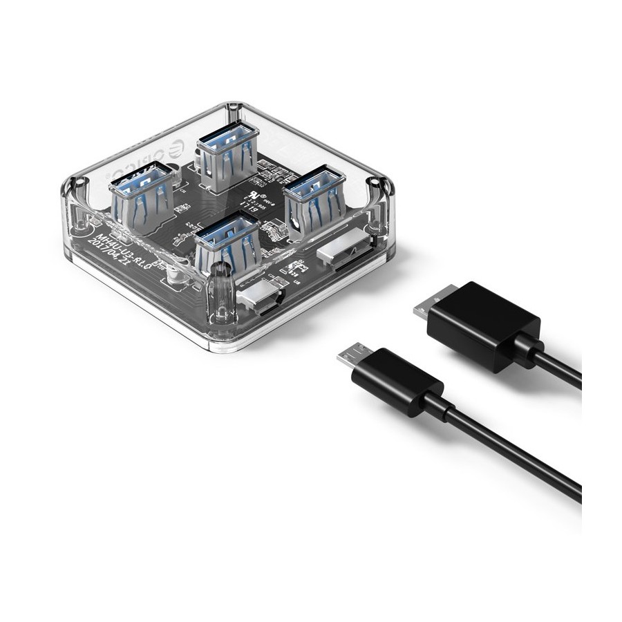 ORICO USB 3.0 Hub MH4U-U3, 4x USB3.0, 5Gbps, διάφανο