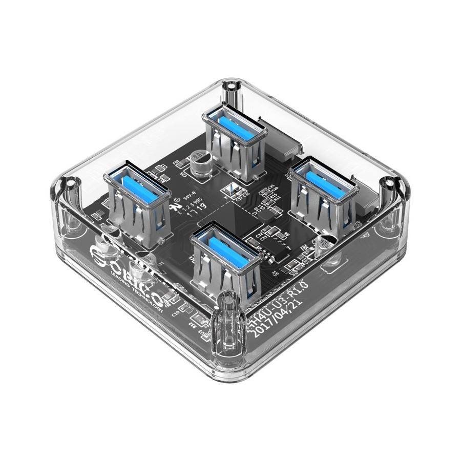 ORICO USB 3.0 Hub MH4U-U3, 4x USB3.0, 5Gbps, διάφανο