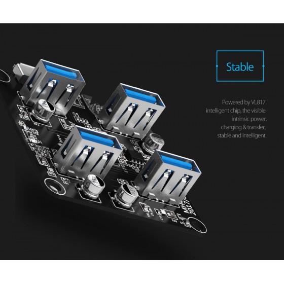 ORICO USB 3.0 Hub MH4U-U3, 4x USB3.0, 5Gbps, διάφανο