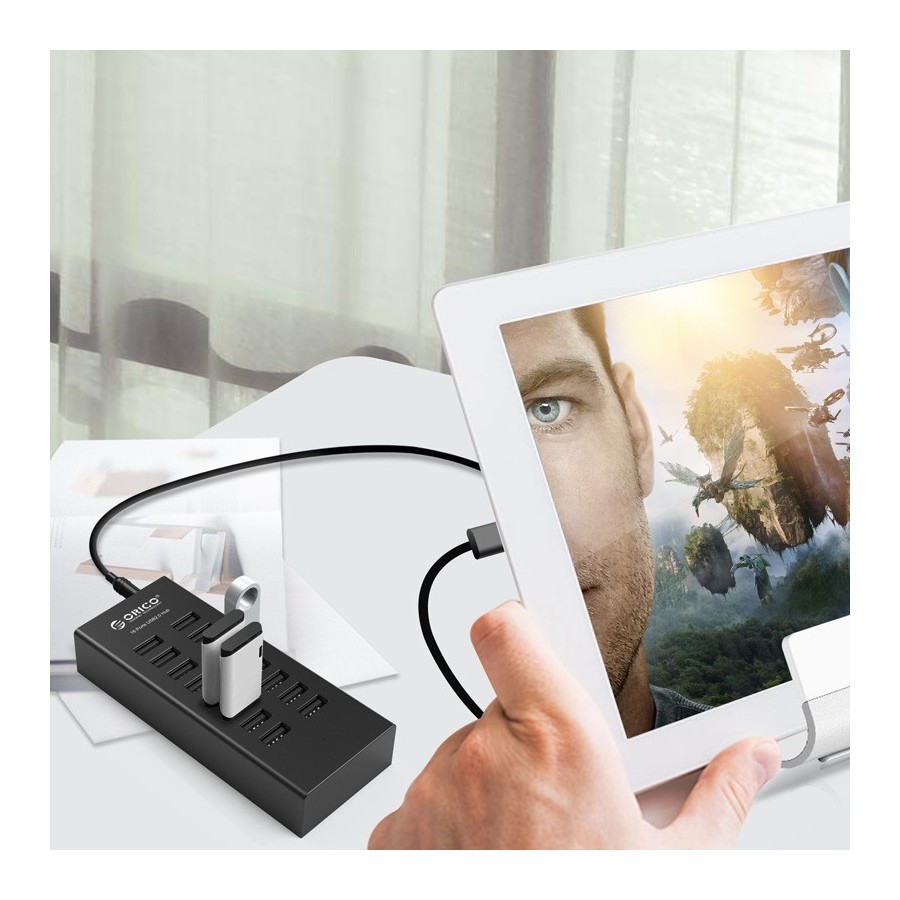 ORICO USB 2.0 Hub H1613-U2, 16x USB ports, μαύρο