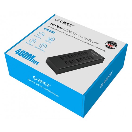 ORICO USB 2.0 Hub H1613-U2, 16x USB ports, μαύρο