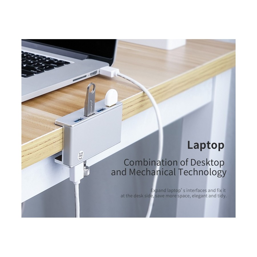 ORICO hub με κλιπ MH4PU-SV-BP, 4 ports, USB 3.0, ασημί