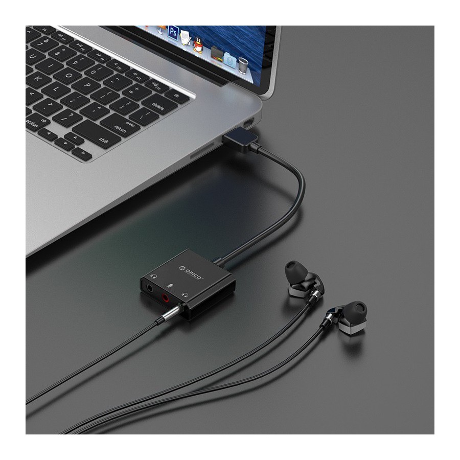 ORICO USB κάρτα ήχου SKT3, USB2.0, 3x 3.5mm, μαύρο