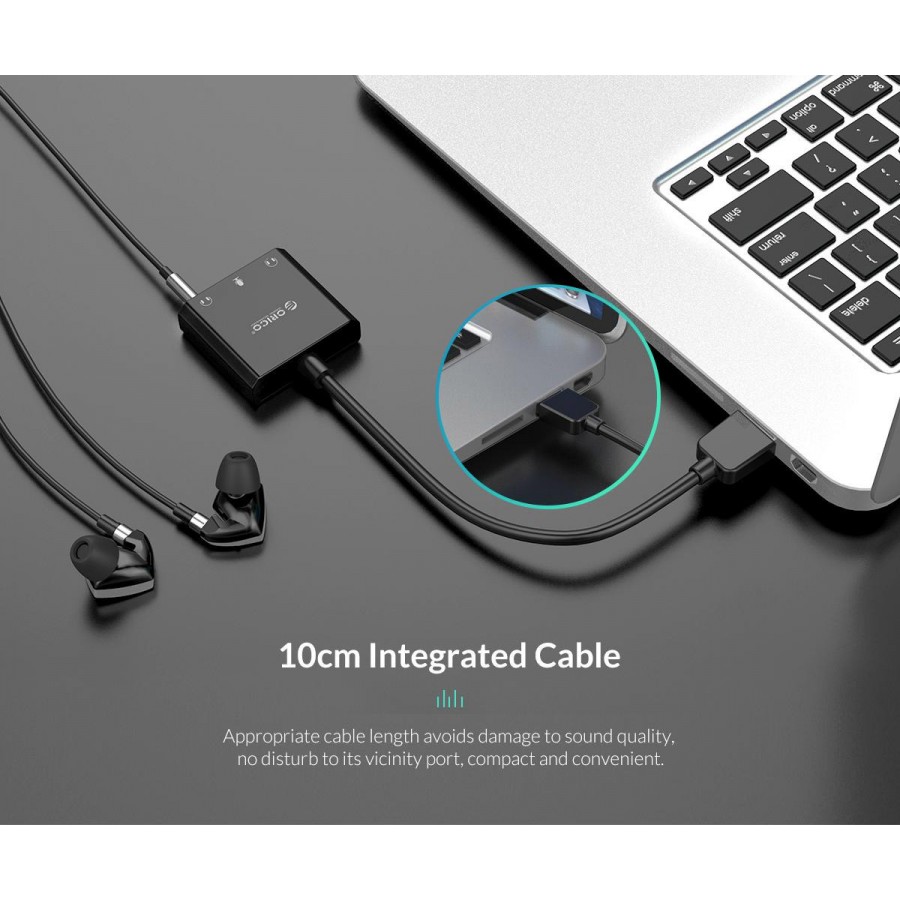 ORICO USB κάρτα ήχου SKT3, USB2.0, 3x 3.5mm, μαύρο