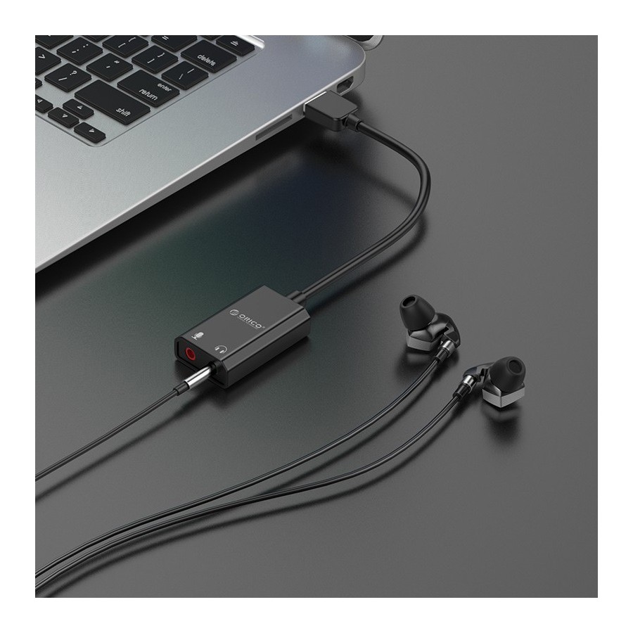 ORICO USB κάρτα ήχου SKT2, USB2.0, 2x 3.5mm, μαύρο