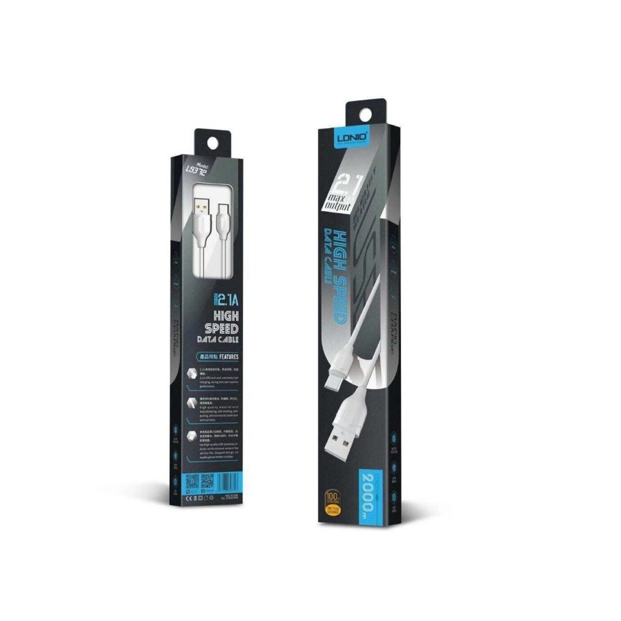 Кαλώδιο δεδομένων LDNIO LS372, Micro USB, 2.0m, Λευκό