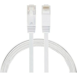 Cable LAN Cat: 6 FLAT 10 m DeTech καλώδιο δικτύου 10 μέτρα πλακέ cat6 χρώμα Λευκό
