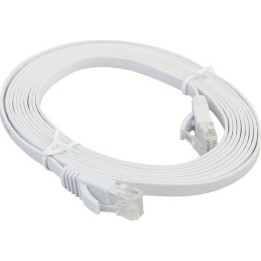 Cable LAN Cat: 6 FLAT 10 m DeTech καλώδιο δικτύου 10 μέτρα πλακέ cat6 χρώμα Λευκό