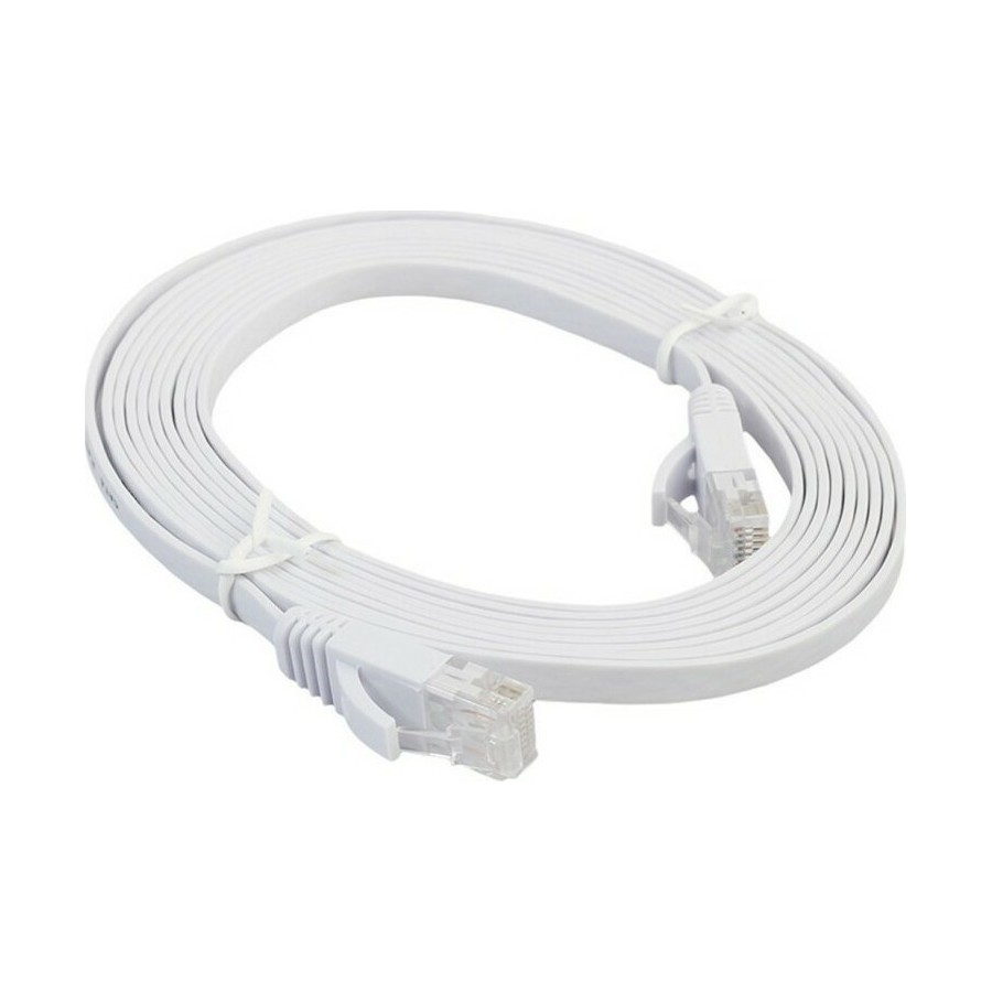 Cable LAN Cat: 6 FLAT 10 m DeTech καλώδιο δικτύου 10 μέτρα πλακέ cat6 χρώμα Λευκό