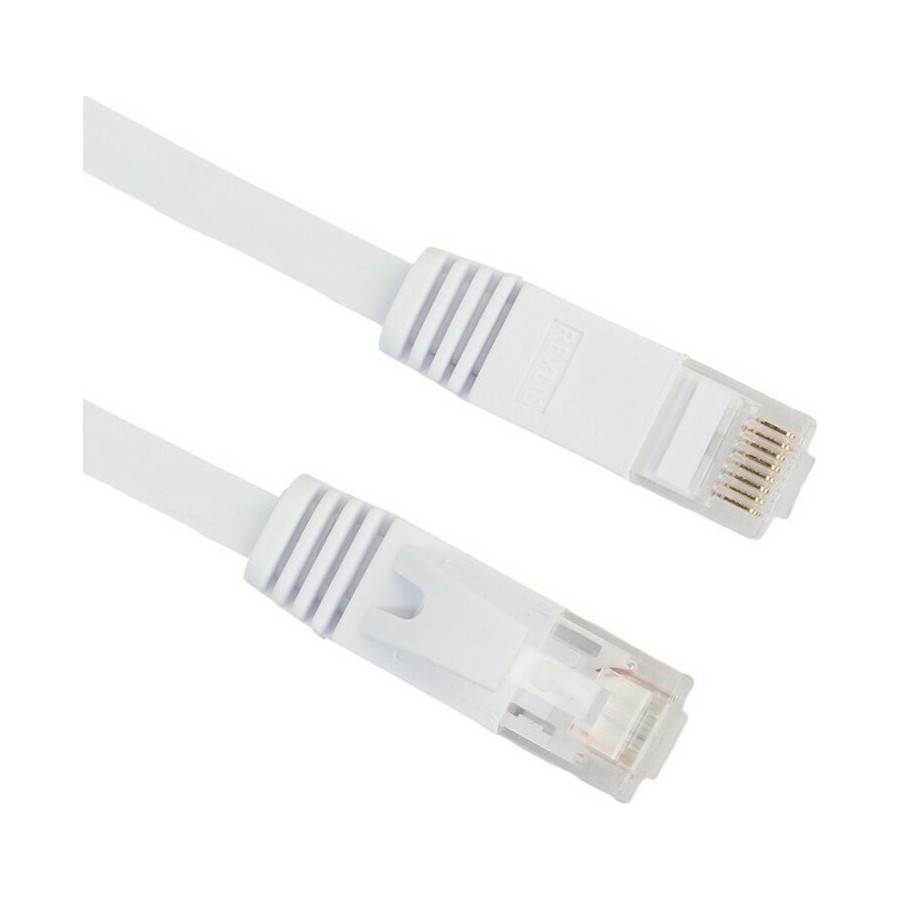 Cable LAN Cat: 6 FLAT 10 m DeTech καλώδιο δικτύου 10 μέτρα πλακέ cat6 χρώμα Λευκό