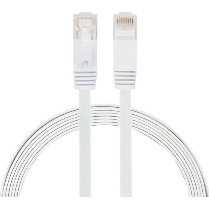 Cable LAN Cat: 6 FLAT 5.0 m DeTech καλώδιο δικτύου 5 μέτρα πλακέ cat6 χρώμα Λευκό