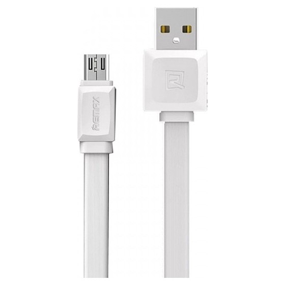 REMAX FLAT USB TO MICRO USB CABLE ΛΕΥΚΟ 1M FAST 2.4A (RC-129M)