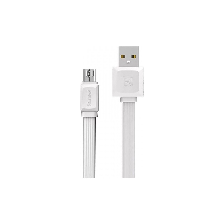 REMAX FLAT USB TO MICRO USB CABLE ΛΕΥΚΟ 1M FAST 2.4A (RC-129M)