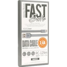 REMAX FLAT USB TO MICRO USB CABLE ΛΕΥΚΟ 1M FAST 2.4A (RC-129M)