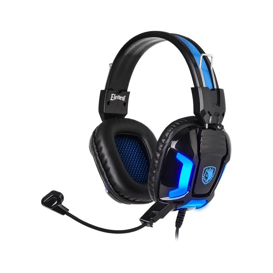 SADES Gaming Headset Element SA-702-BL, blue LED, 3.5mm, 40mm ακουστικά