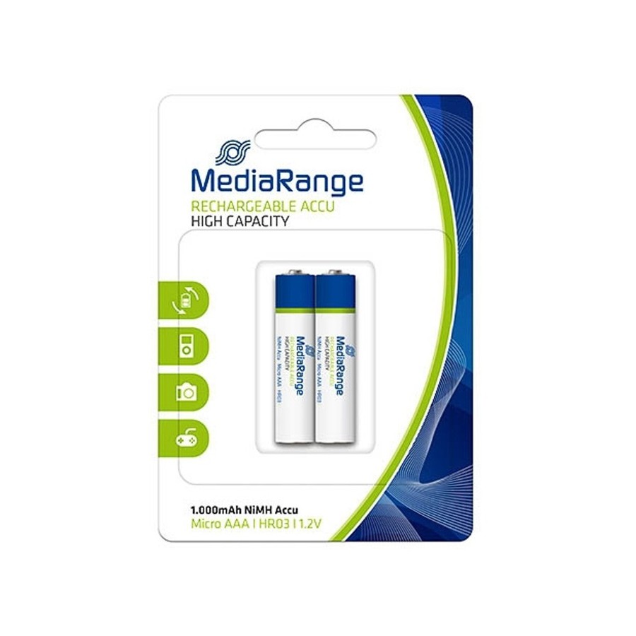 MEDIARANGE επαναφορτιζόμενη μπαταρία Micro AAA (HR03), 1000mAh, 2 τμχ