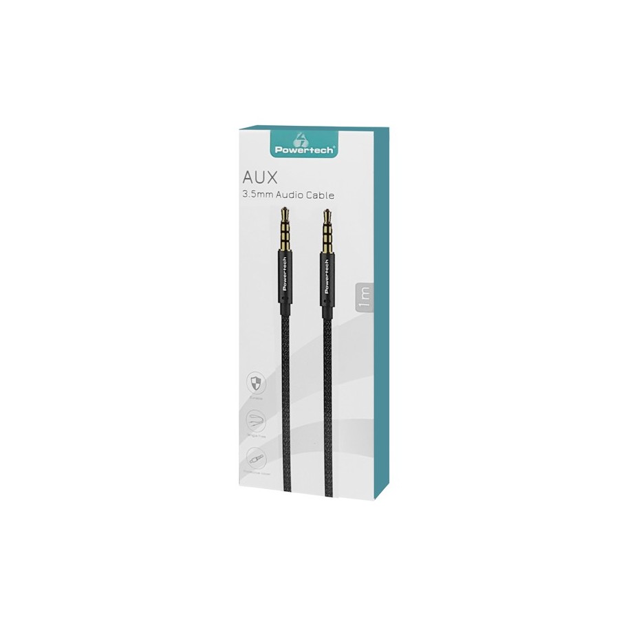 POWERTECH καλώδιο Jack 3.5mm prime PTR-0089, 4 pin, copper, 1m, μαύρο