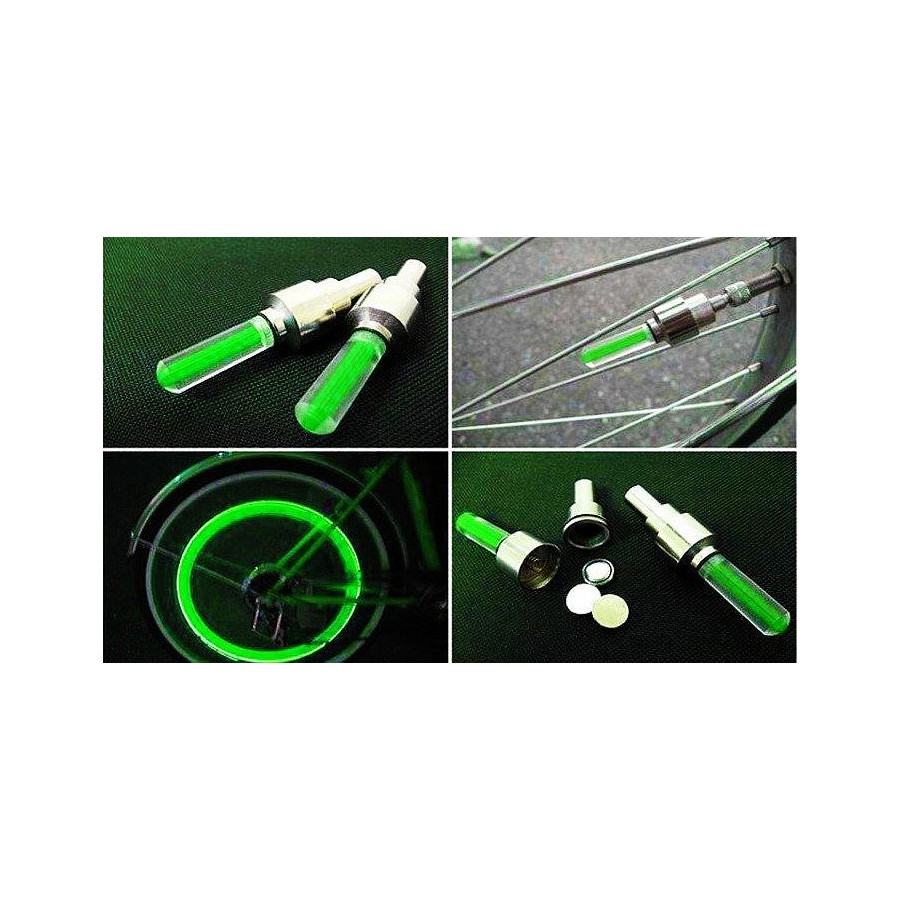 Καπάκι βαλβίδας ποδηλάτου BIKE-0030, LED, 6.5cm, 2τμχ, πράσινο