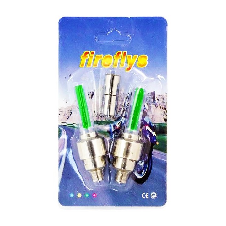 Καπάκι βαλβίδας ποδηλάτου BIKE-0030, LED, 6.5cm, 2τμχ, πράσινο