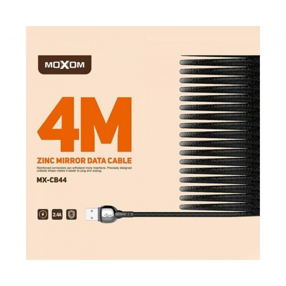 Καλώδιο φόρτισης 4 Μέτρα Lightning Iphone MoXom MX-CB44 Swing 2.4A Μαύρο
