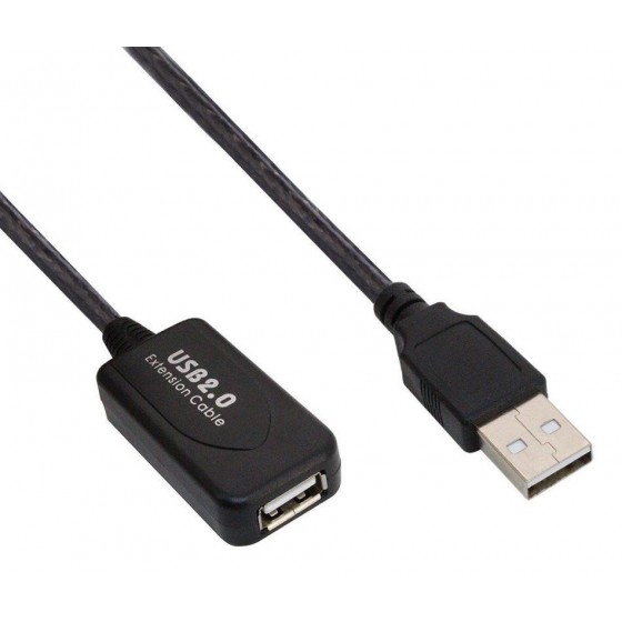 POWERTECH καλώδιο USB 2.0 σε USB female με ενισχυτή, 10m, Black