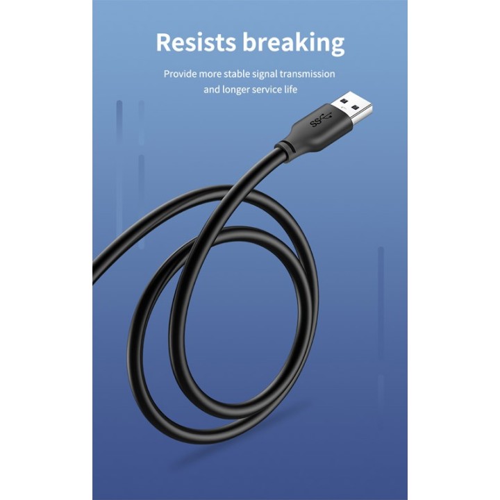 CABLETIME καλώδιο USB 3.0 αρσενικό σε θηλυκό C160, 5Gbps, 1m, μαύρο